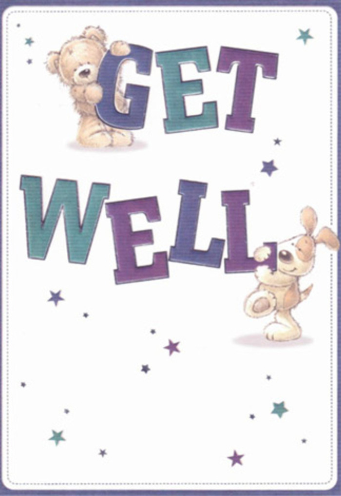 Celebrating gentle encouragement, this get well card features highly detailed illustrations of a lovable bear and a merry puppy-both central to a scene brimming with cheer much like the welcoming spirit found across Hatch End's friendly streets. Playful clusters of stars in purples and aquas swirl around them, as if casting good wishes throughout the local area. The oversized, vibrant lettering brings a confident burst of colour, mirroring the joyful hues often found in arrangements prepared by Flowers Hatch End. You can almost sense the tactile softness of the bear's plush coat and the velvety flop of the puppy's ears, drawing the recipient in for a comforting embrace. This comforting card begs to be paired with a hand-delivered bouquet, its light and airy mood perfectly tailored to lift the spirits of anyone recovering at home in Hatch End. Every illustrated detail exudes care-just like the extra touches local florists include, ensuring each gesture of support feels deeply personal and sincere.