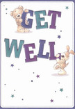 Overflowing with playful optimism and heartfelt comfort, this illustrated get well card features two irresistible friends-a sweet teddy bear and an exuberant puppy-each helping to balance the oversized, brightly coloured 'Get Well' letters with joyful ease. Illuminated by saturated indigo and teal hues, set against a soft, creamy white backdrop, the card radiates with the same warmth found in a sunlit Hatch End window. Shimmering stars in deep blue and purple hues scatter across the design, weaving a thread of hope and gentle encouragement that echoes the uplifting nature of flowers delivered locally. The bear's fluffy fur and the puppy's velvety ears are drawn so invitingly they seem almost tangible, offering reassurance much like a hand-tied bouquet arranged for a friend in the community. This cheery card extends far more than a polite message; it embodies a gentle, healing embrace, making it the perfect companion to a fresh arrangement for loved ones recovering throughout Hatch End.